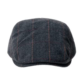 WITHMOONS Wool Blend Flat Cap Classic Herringbone Ivy Gatsby Hat YZ30100 (Black)