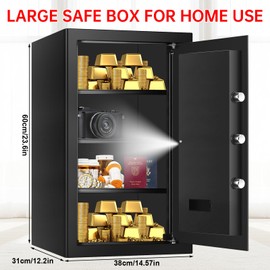 5.0 Cuft Large Safes for Home Use Fire and Water Proof, Anti-Theft Digital Security Safe Box With Programmable Keypad & Spare Keys, Home Safes Water and Fireproof for Documents Money Valuables