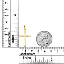 14K Yellow Gold Polished Thin Cross Religious Pendant Charm Necklace Fine Jewelry gift for Women and Men; Medium 1 1/4" x 5/8"