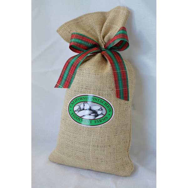Fiddyment Farms 2 Lbs Lightly Salted Pistachios in Beige Burlap Bag