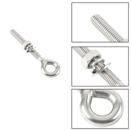 4Pcs Stainless Steel Eye Bolts,M8 Shoulder Eye Bolt, Heavy Duty Screw Eye bolt,with Washer and Nuts Lifting Eye Nuts Bolts