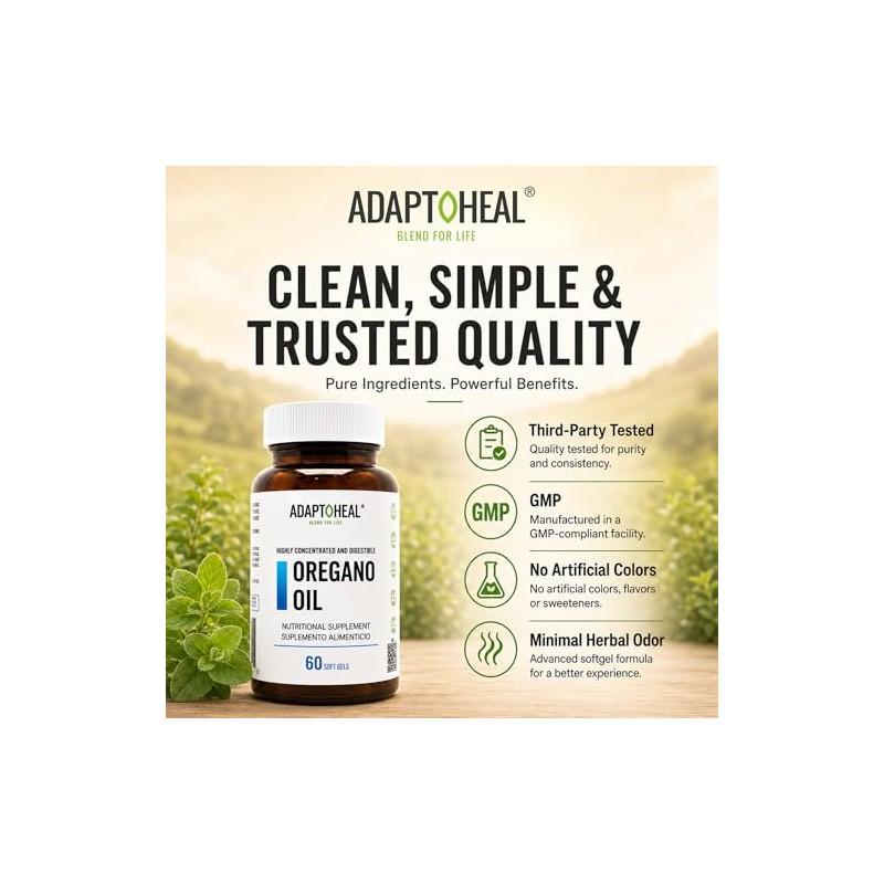 Adaptoheal Aceite de Or?gano, 60 C?psulas Blandas: Suplemento de Apoyo