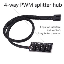 Diyeeni 4-Pin Power Cable, PWM 4-Pin Fan Connector Compatible with 3-Pin / 4-Pin Fans, PWM Fan Cable for Computer Fans