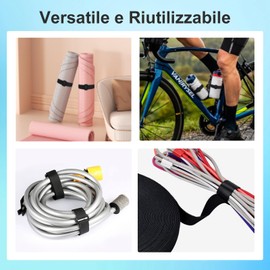 Brslainn Velcro Tape, 10 m x 2 cm Cable Ties with 50 Buckles, Velcro Cable Ties, Resealable, Cable Velcro Ties for Cables, Hoses, Sewing