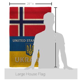 Ukraine Flag Norway Stand with Ukraine Burlap House Flag-Eagle Set Support Cause Ukrainian Decoration Banner Small Garden Yard Gift Double-Sided, Made in USA
