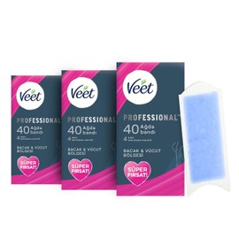 Veet Professional Hassas Ciltler için Ağda Bandı, Bacak & Vücut Bölgesi, 120 Adet (40 x 3)