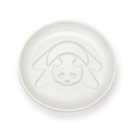 IPPINKA Hidden Painting Relief Soy Sauce Dish 2-Piece Set - Porcelain Seasoning Saucer - Sushi Dipping Plate - White - 3.5 x 3.5 in - Panda and Sleeping Cat
