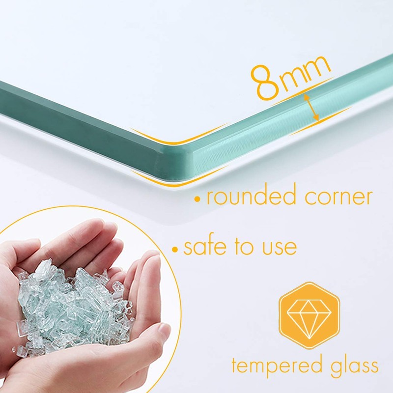 KES Bathroom Glass Shelf Aluminum Black Extra Thick Tempered Glass