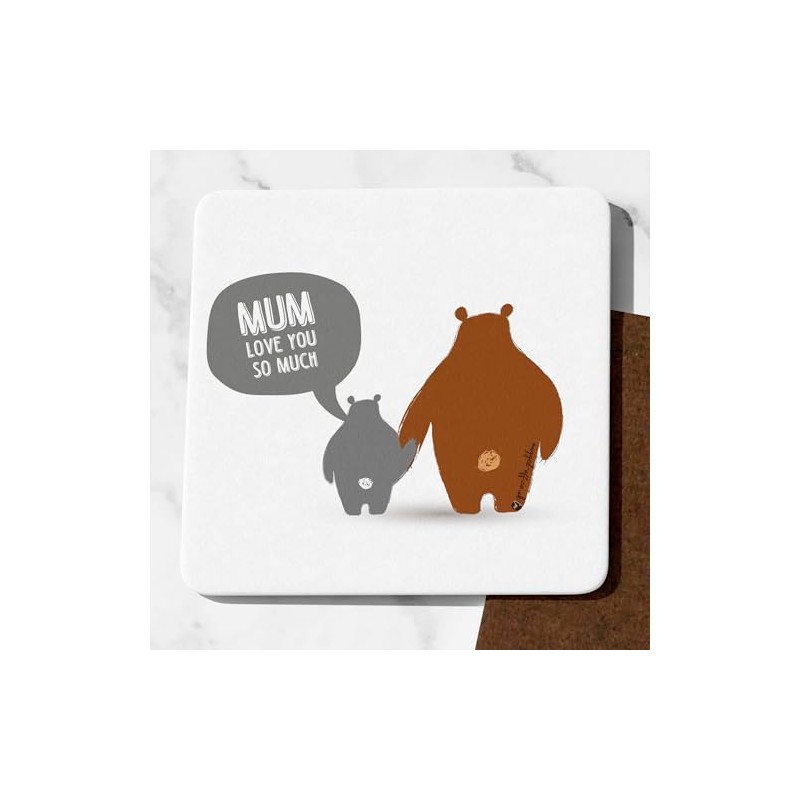 Mum Love You So Much Cute Bear Coaster Cute Mummy