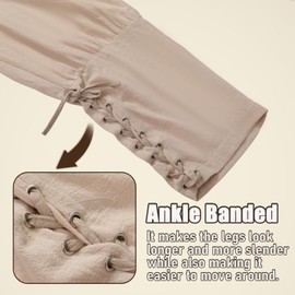 JIEFULL - Pantalones piratas para hombre, estilo renacentista, medieval, Ren Faire, pantalones vikingos con cordones, Caqui, 3X-Large