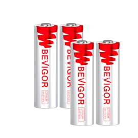 BEVIGOR Lithium AA Batteries 4 Pack, 1.5V 3000mAh Longer Lasting Double AA Battery【Non-Rechargeable】