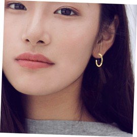 COLLBATH Glossy C-shaped Hoop Earrings for Women Dainty Drop Earrings Fashion Charm Ear Jewelries Pair of Trendy Circle Earrings