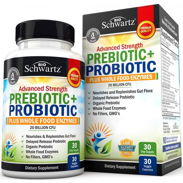 Probiotic & Prebiotic Digestive Health Capsules - 30ct, Gluten & Dairy Free, Non-GMO, Shelf Stable - For Men & Women