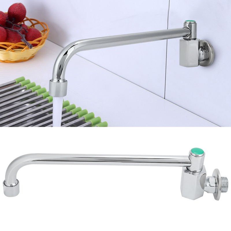 Copper Alloy Silver Wall‑Mounted 360 Degree Rotating Faucet Semi‑Automatic Kitchen