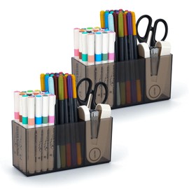 Ludato 2 PACK Acrylic Pen Holder Organizer for Desk Party Straw Holder Pencil Organizer Cutlery Holder Clear Makeup Brush Holder Bookmark Display Lash Utensil Caddy Flatware Silverware Holder