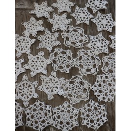 Hand Crochet Snowflakes Set Christmas Ornaments Doilies (30 Snowflakes)