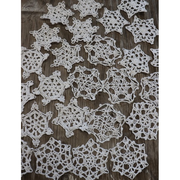 Hand Crochet Snowflakes Set Christmas Ornaments Doilies (30 Snowflakes)