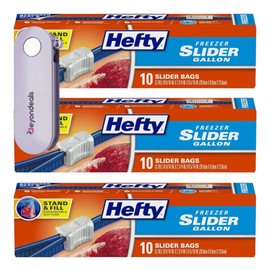 Slider Freezer Storage Bags, 1-Gallon Size For Organizing, Bundled With Beyondeals Foldable Kitchen Peeler - Space-Saving & Fresh, Versatile & Resealable, Stronger Seal [Pack Of 3]