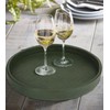 HofferRuffer Faux Leather Round Serving Tray, Vegan Croco Leather Decorative