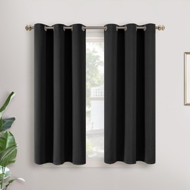 YoungsTex Short Blackout Curtains 40 Inch Length for Rv Camper Basement - Thermal Insulated with Grommet Room Darkening Small Window Drapes for Kitchen Bathroom, 2 Panels, 34 x 40 Inch, Black