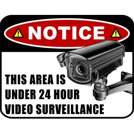 Red Blinky Blinking Red LED Laminated Camera Sign This Area is Under 24 Hour Video