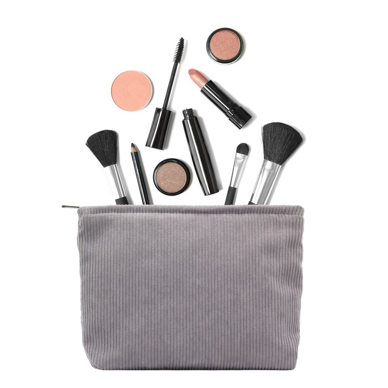 PAZIMIIK Makeup Bag Large Zipper Corduroy Make Up Pouch for