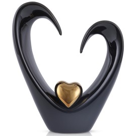 Abstract Love Art Ceramic Statue Modern Home Decor Sculpture Creative Black and Gold Love Living Room Desktop Decoration Gift (C-Black Gold A-Love)