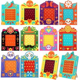 Engrowtic 10 Pcs Day of the Dead Altar Photo Frames Dia De Los Muertos Wooden Picture Frames Wood Day of the Dead Decorations Altar Supplies Memory Shadow Gift for Home Tabletop Display Centerpieces