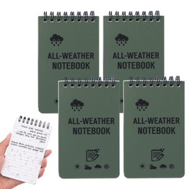 4 Pack Mini Waterproof Notebooks, 3x5in Pocket-Sized Notepads with All Weather Grid Paper, Top Spiral Steno Pads for Office, Outdoor, Military Use