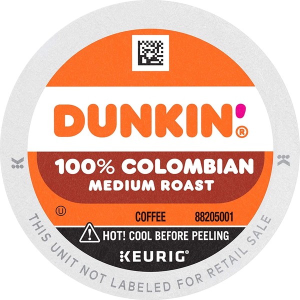 Dunkin' 100% Colombian Medium Roast Coffee, 60 K Cups for Keurig Coffee Makers (Packaging May Vary)