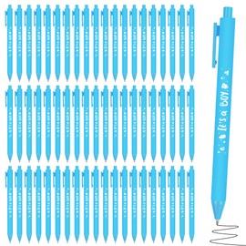 ADXCO 60 Pieces Baby Shower Pens It's a Boy 1.0 mm Ballpoint Pen with Black Ink Retractable Writing Pens for Guests Friends Baby Shower Gender Reveal Party Favors Office School Student Writing, Blue