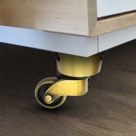 Anxingo 2Pcs Vintage Zinc Alloy Swivel Caster Wheels, Universal Furniture Caster Wheels Metal Pulley Wheels for Bed Cabinet Chair Patio Table Sofa 1-3/4 Inch OD Antique Brass Bronze