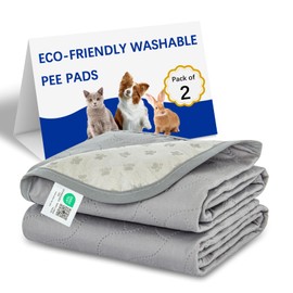 Gentle Purr Non-Slip Pet Pee Pads (2pack，Gray) of 18''x24'', Machine Washable Reusable, Multi-Purpose Absorbent Pads for Puppy Training, Senior Dogs & Whelping