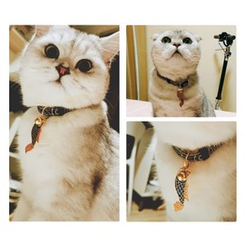 Cat Collar with Quick Release | Collar for Cat with Leather | Handmade | with Bell | Golden Ball | Japanese Design | Adjustable | Pack of 2