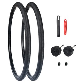 MEGHNA Bike Tire 700C Road Bike Tire Foldable 700 x 32C Tire with Bike Tube Tire Lever for Road Racing Fast Rolling 32-622mm Replacement Tire for Road Bike (Black, 700 x 32C - 2 Pack with Tubes)