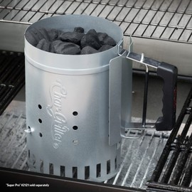Char-Griller® Charcoal Grill Chimney Starter with Quick Release Trigger for Quickly Lighting BBQ Coals, Compatible with Any BBQ Charcoal Grill, 12-Inch