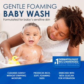 Vanicream Foaming Wash for Baby, 8 Oz, Gentle Cleanse and Moisture, Tear-Free Baby Shampoo and Body Wash with Beta-Glucan, Formulated without Common Irritants for Sensitive Skin, All Ages