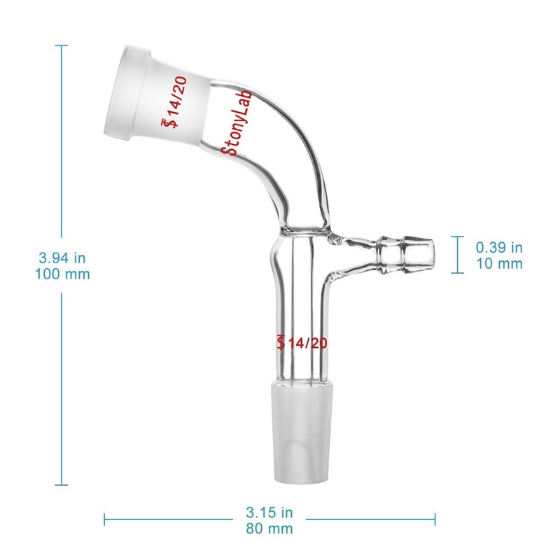 StonyLab Glass Vacuum Take Off Adapter, 105° Bent, Short Stem