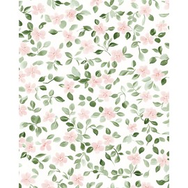 ILHIIOR Pink Floral Peel and Stick Wallpaper Boho Green Leaf Contact Paper White Flower Removable Self Adhesive Waterproof Wall Paper for Cabinet Drawers Wall Decor Renter Friendly 17.5''x118''