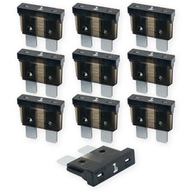 Tecside 1A Car Fuses | 12V 24V 32V | Pack of 10 | Plug Fuses for Power Theft & Fuse Holder | 19 mm Blade Fuses for Car, Boat, Motorcycle, RV & Scooter | Replacement Fuses