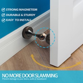 Neoera Magnetic Door Stop（Oil Rubbed Bronze Color） Door Stopper Strong Magnetic Door Catch for Hold Door Open, Anti-Rust, Heavy Duty for Various Door Types, Wall & Floor Mount 3Pack