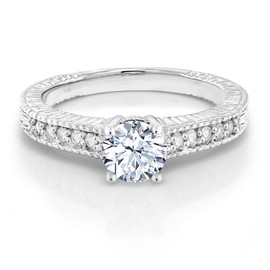 Gem Stone King 925 Sterling Silver White Created Sapphire Women's Engagement Ring (1.35 Cttw Round Cut, Available in size 5, 6, 7, 8, 9)