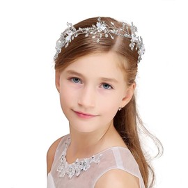 IYOU Shiny Crystal Princess Helmet Rhinestone Bridal Prom Wedding Hair Accessories for Girls Flowers and Bridesmaids