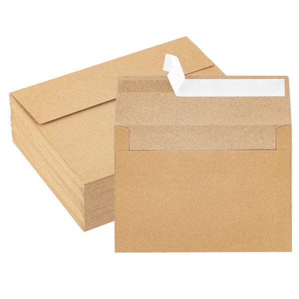 Kraft Envelopes, 50 Pack, 5 x 7 Inch, Brown Envelopes,A7