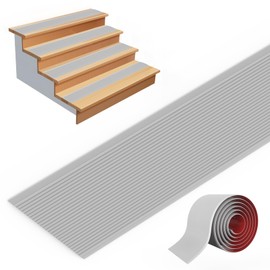 Anti Slip Stair Treads 4x39.6in - Suitable for Outdoor/Indoor, Easy to Cut, Waterproof Self-Adhesive Rubber Treads for Steps & Ramps (Grey)