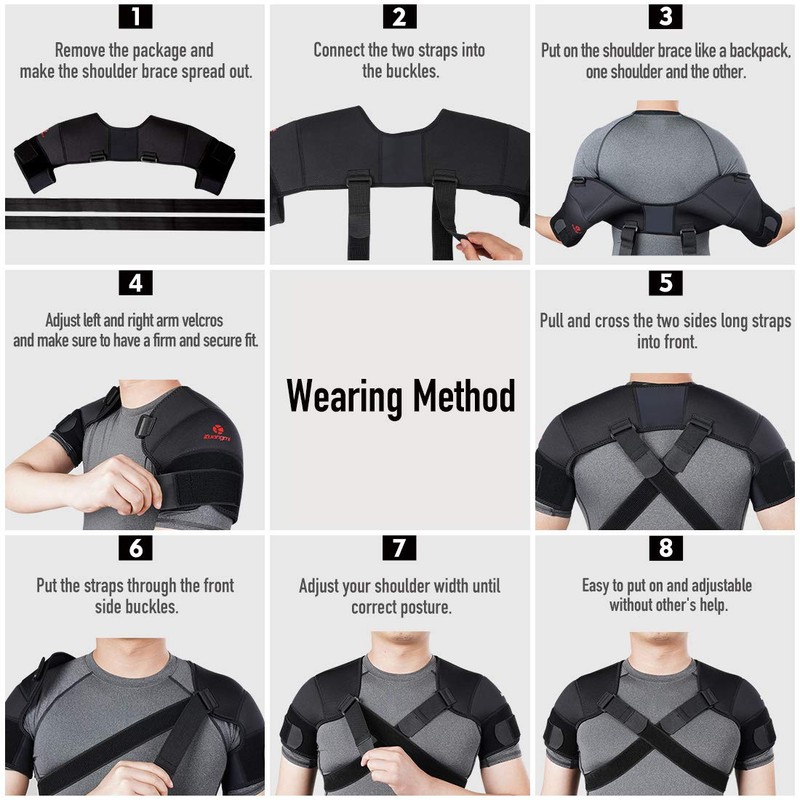 Kuangmi Sport Double Shoulder Support Adjustable Black 1 Piece (Medium)