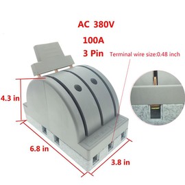 RUIAN Disconnect Knife Switch 380V 100A 3 Pole Double Throw Power Supply Safety Control HK1A-100/3 DG,Gray