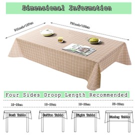 2 Packs 54 x 71 inch Coffee Checkered Table Cloth Waterproof Tablecloths Plaid Wipe able Table Cover Plastic PVC Tablecloths Resistant,Waterproof, Washable Table Cloth for Party,Dinner Picnic