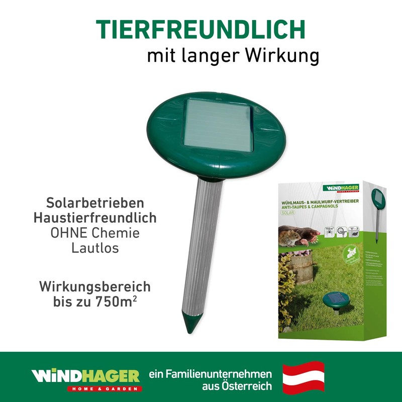Windhager 02112 Vole/Mole Deterrent, Green, Range up to 750 M²