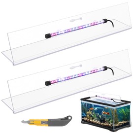 Sieral Aquarium Lids Polycarbonate Canopy with LED Light 2 Pcs Set 22.95 x 11.5 x 0.12 Inch for 33/40/55 Gallon with Center Brace Aquariums Cover Fish Tank Lid with a Hook Knife, Clear